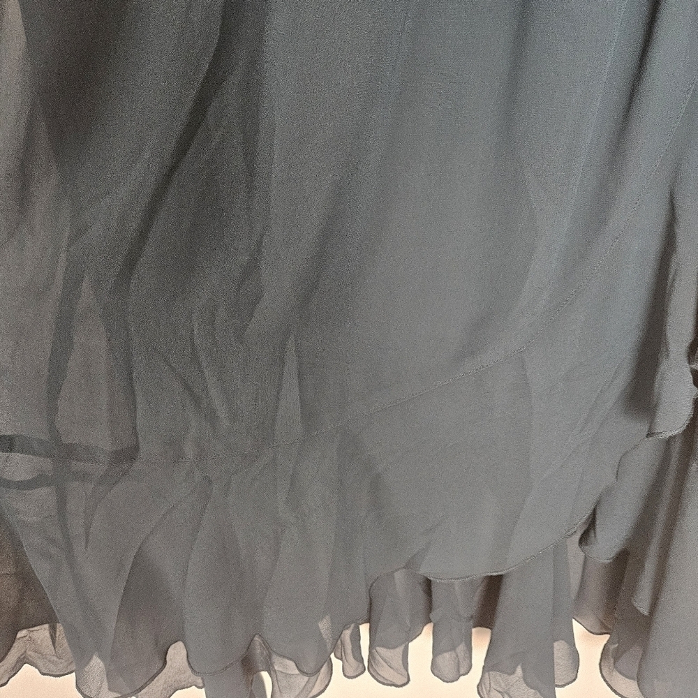 Show Me Your Mumu Jess Ruffle  Midi Dress in Emerald Chiffon size 3X SMALL FLAW - Picture 7 of 8